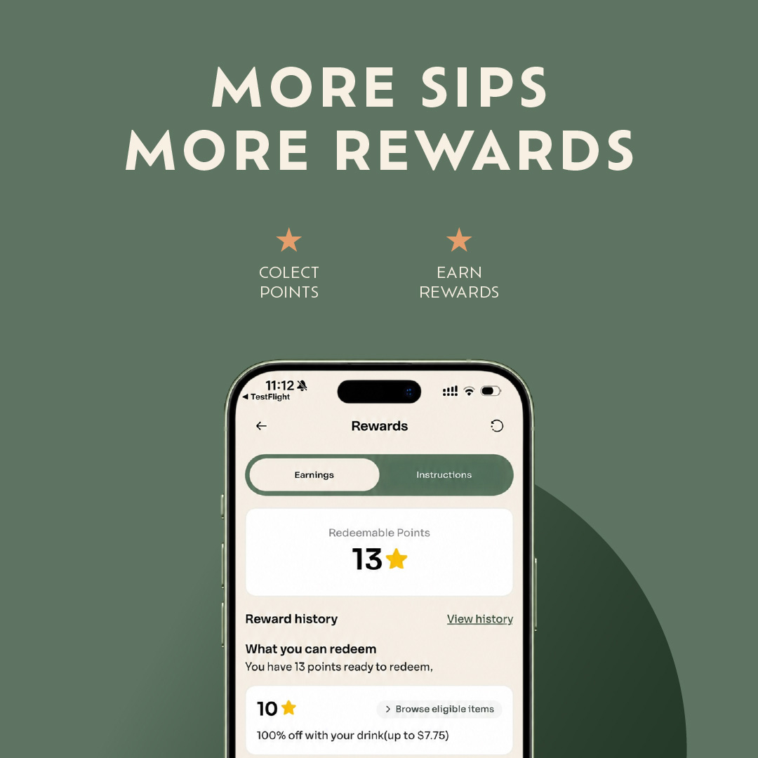Earn points and rewards with every sip